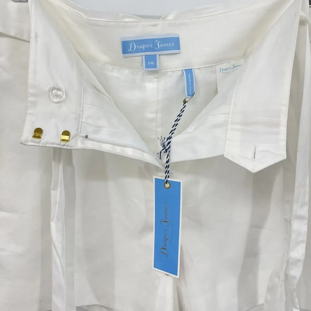 Draper James Women's Size 10 Sadie Shorts in Willow White Cotton Belted Bow NWT